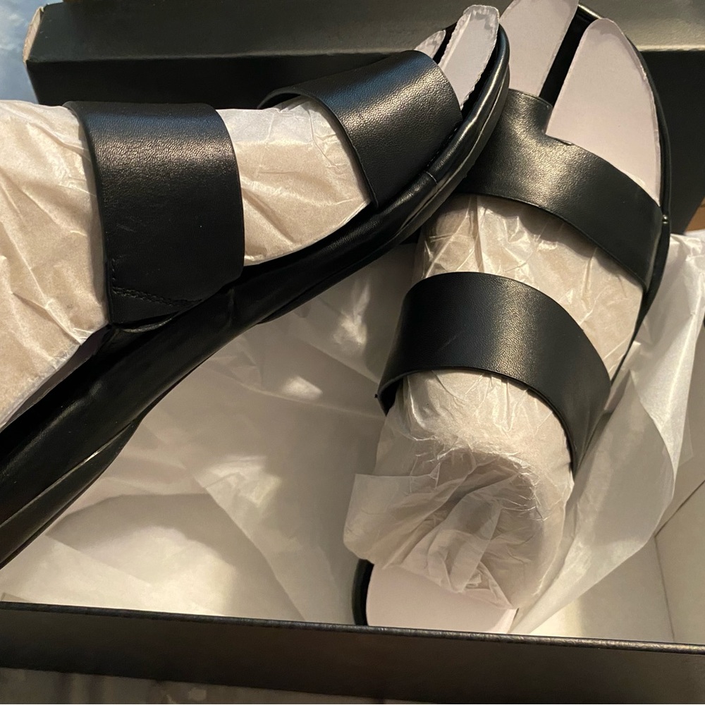 NWT black leather sip on sandals ! Perfect for spring